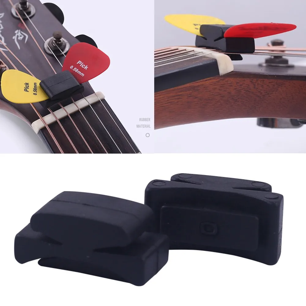 

Rubber Guitar Pick Holder Fix On Headstock For Bass Ukulele Plectrum Accessories Acoustic Music Picks Plectrum