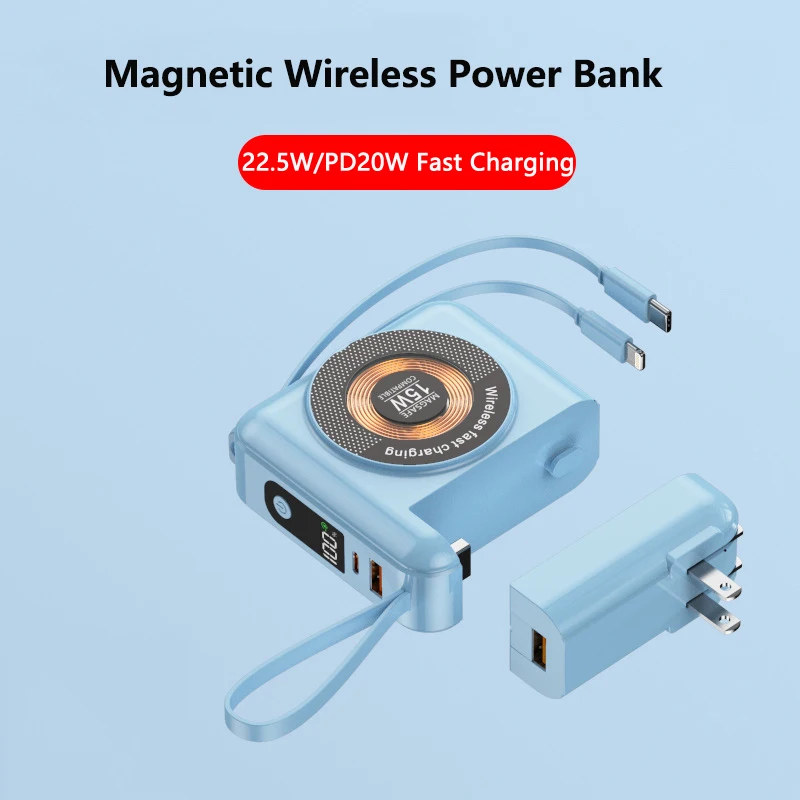 Magnetic Wireless Power Bank 20000mAh Built in Cable Plug 22.5W Fast Charging for iPhone 15 Samsung S23 Huawei Xiaomi Powerbank
Magnetic Wireless Power Bank 20000mAh Built in Cable Plug 22.5W Fast Charging for iPhone 15 Samsung S23 Huawei Xiaomi Powerbank