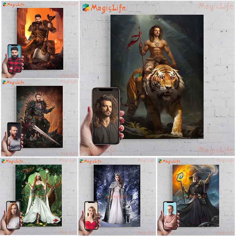 

Custom Man Girl Fantasy People Portrait Vintage Posters Wall Pictures For Living Room Poster Wall Art Canvas Painting Unframed