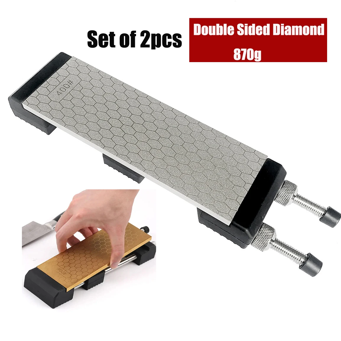 

DMD Titanium Diamond Whetstone Double Sided 400 and 1000 Grits With Size 200*70*8mm Knife Sharpening Stone with Holder