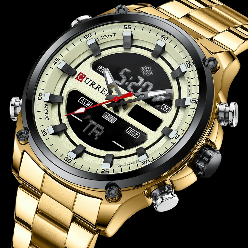 CURREN Top Luxury Brand Sports Quartz Digital Watches for Men Led Display Luminous Stainless Steel Wristwatches Waterproof Clock
CURREN Top Luxury Brand Sports Quartz Digital Watches for Men Led Display Luminous Stainless Steel Wristwatches Waterproof Clock