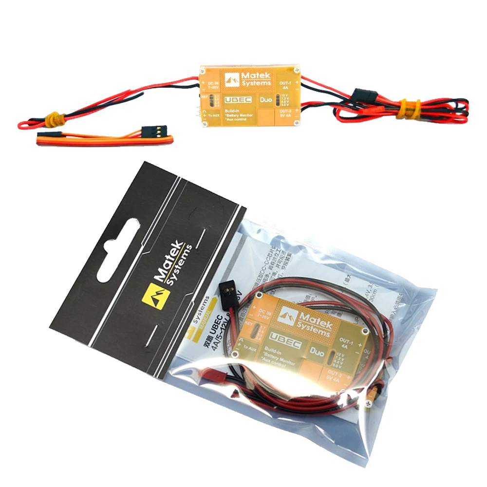 MATEK System UBEC DUO 4A 5V ~ 12V двухканальный выход для радиоуправляемого квадрокоптера самолета мультикоптера
MATEK System UBEC DUO 4A 5V ~ 12V двухканальный выход для радиоуправляемого квадрокоптера самолета мультикоптера
