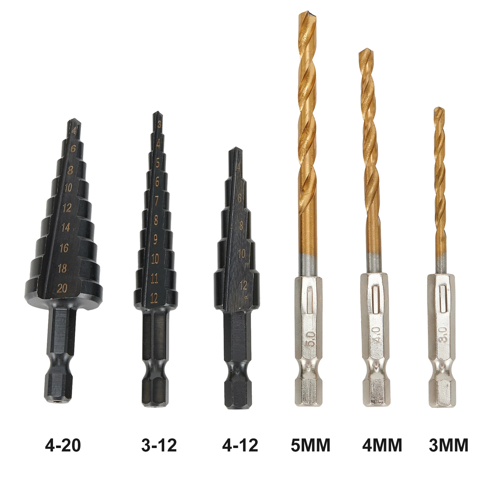 Hole Cutter Core Bit Drill Bit Step Drill Bits 3-12mm 4-12mm 4-20mm Nitrogen Coated For Wood Metal Drilling Tools
Hole Cutter Core Bit Drill Bit Step Drill Bits 3-12mm 4-12mm 4-20mm Nitrogen Coated For Wood Metal Drilling Tools