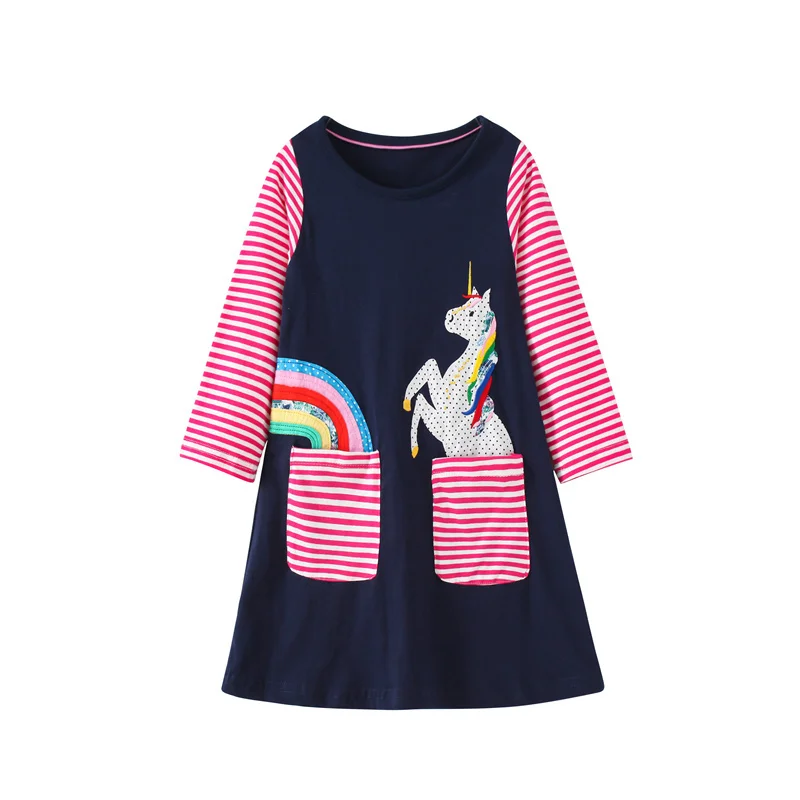 

Jumping Meters 4-8T New Arrival Long Sleeve Princess Girls Dresses Dogs Embroidery Autumn Spring Birthday Gift Frocks Baby Dress