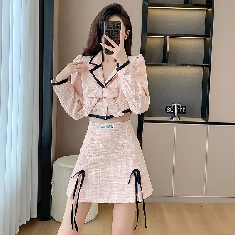 

UNXX 2023 Autumn New Arrivals Women's Chic and Sweet Fashion Blazer Set with High-Waisted Skirt High Quality Female Suits Set