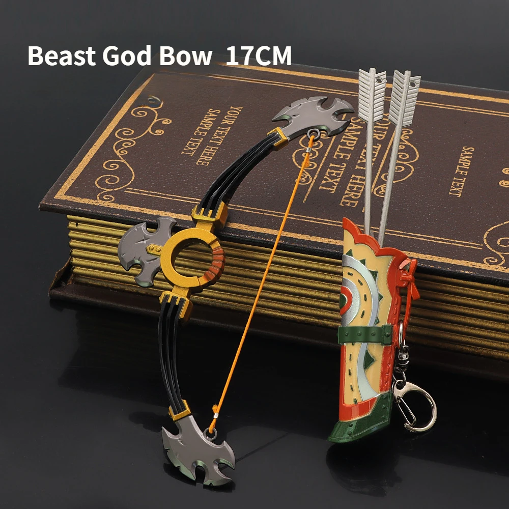 

Игрушечное оружие из аниме охватывающее звено 17 см, набор луков Бога зверя, модель оружия из цинкового сплава, ремесла, украшения, коллекционные игрушки, подарки