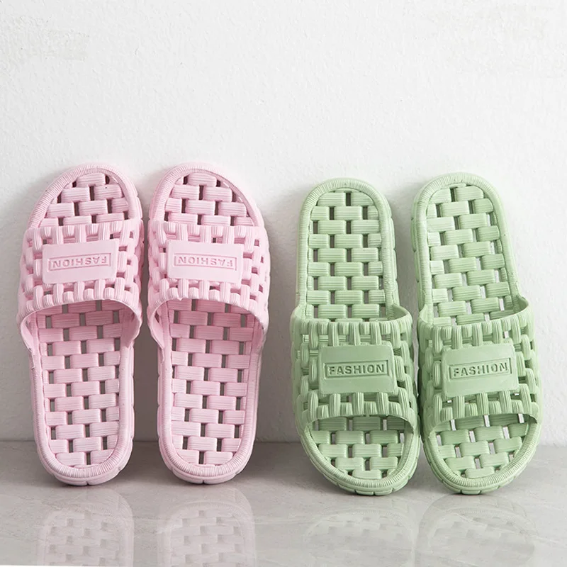 

389Factory wholesale hair home cool room home mute couple outside to wear bathroom bath slippers thick soles non-slip female
