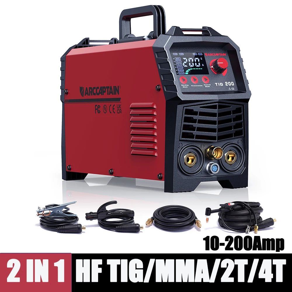 ARCCAPTAIN TIG Welding Machine Portable 200Amp High Frequency TIG MMA 2 in 1 2T 4T LED Digital Display For Household Soldering
ARCCAPTAIN TIG Welding Machine Portable 200Amp High Frequency TIG MMA 2 in 1 2T 4T LED Digital Display For Household Soldering