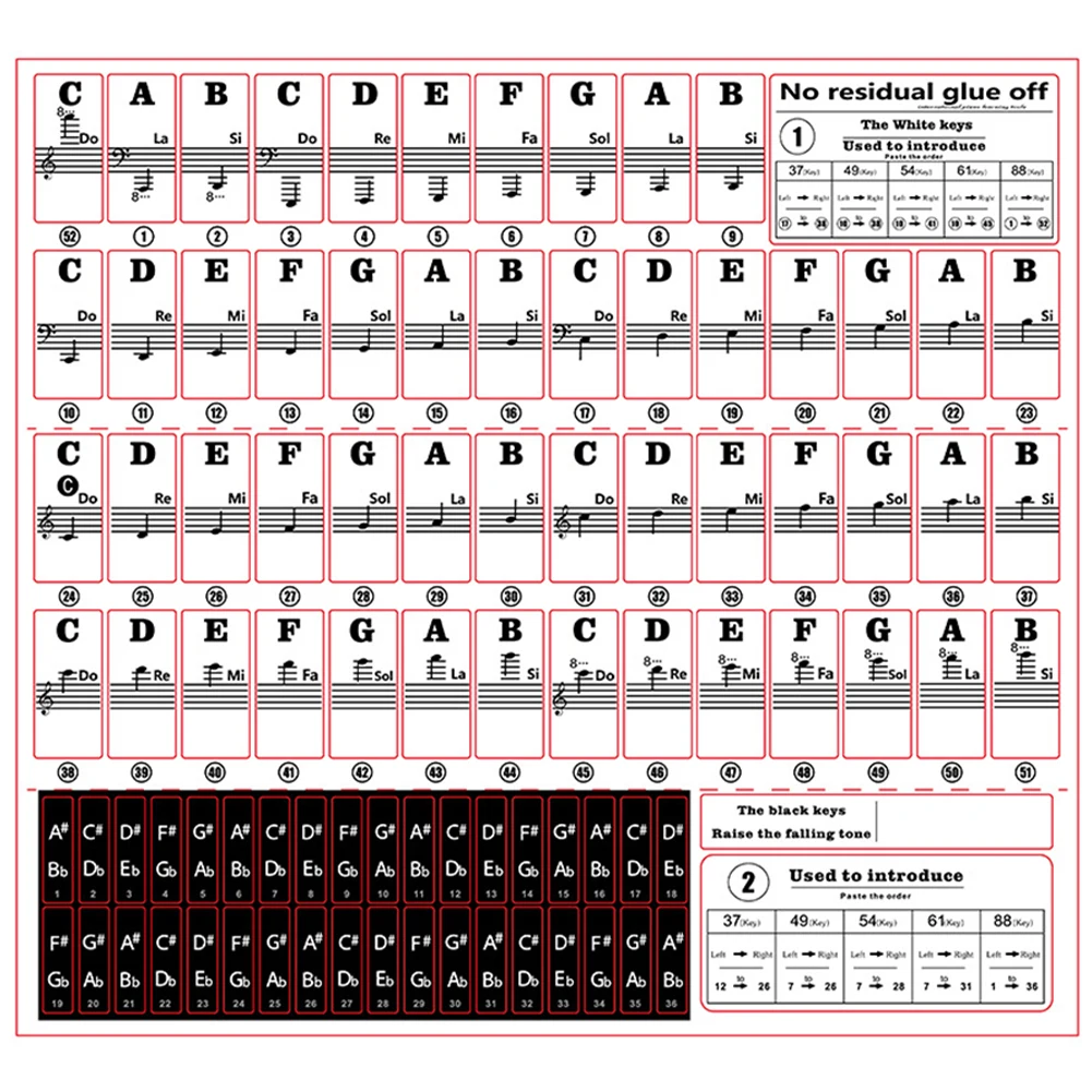 Music Notes For Piano Stickers Keyboard Accessories Musical Instruments Parts For 88/61/54/49/37 Keys Balck, Colorful
Music Notes For Piano Stickers Keyboard Accessories Musical Instruments Parts For 88/61/54/49/37 Keys Balck, Colorful