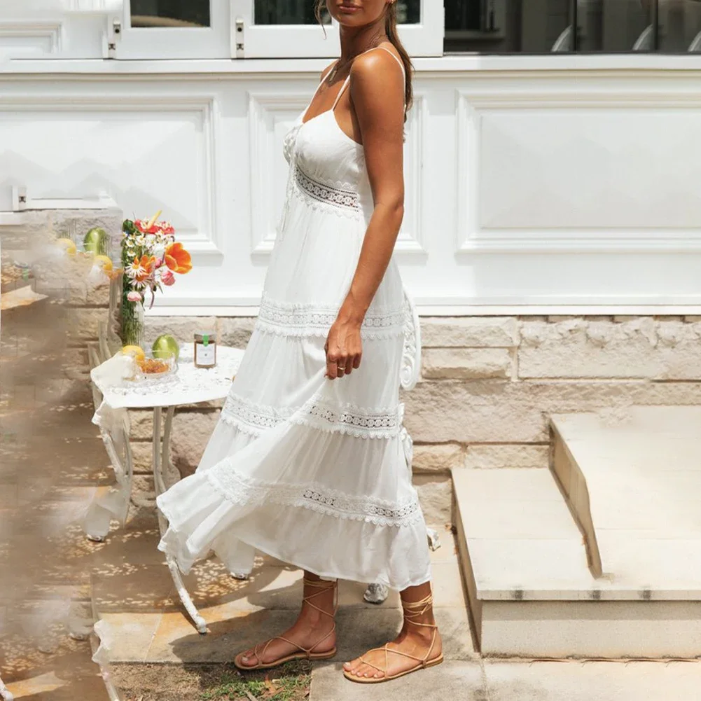 2023 New Suspender Dress Bohemian Style Spaghetti Strap Trendy With Lace Stitching Lace-up Large Swing Skirt Long Dress
2023 New Suspender Dress Bohemian Style Spaghetti Strap Trendy With Lace Stitching Lace-up Large Swing Skirt Long Dress
