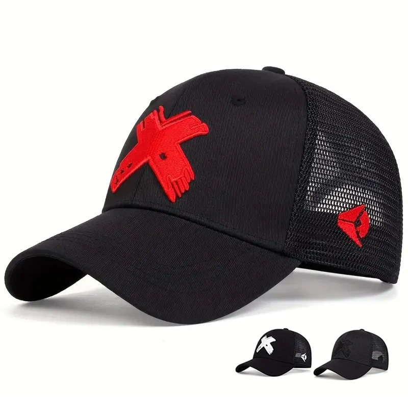 

Summer Men Mesh Trucker Hat X Letter Baseball Cap Outdoor Sport Snapback Hat for Women Unisex Breathable Caps Hip Hop Fitted Cap