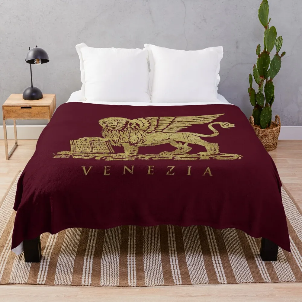 

Leone di San Marco of Venezia - Vintage Gold Throw Blanket For Sofa Thin Travel Blanket Blanket Luxury blankets for winter