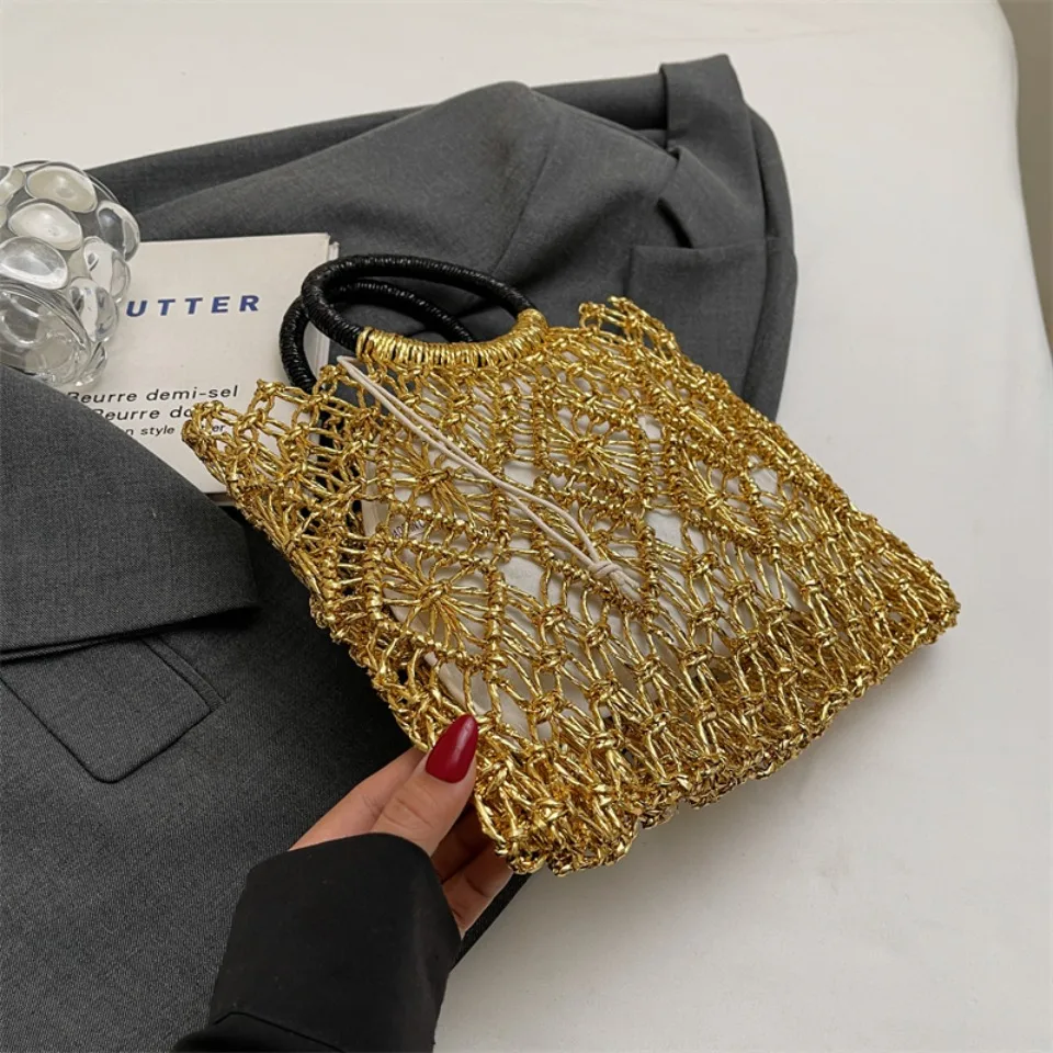 Luxury Woven Round Handle Bag - Designer Eco-Friendly Hollow-Out Handbag 26 S411fb1a01b36408099c0a73205e364c27