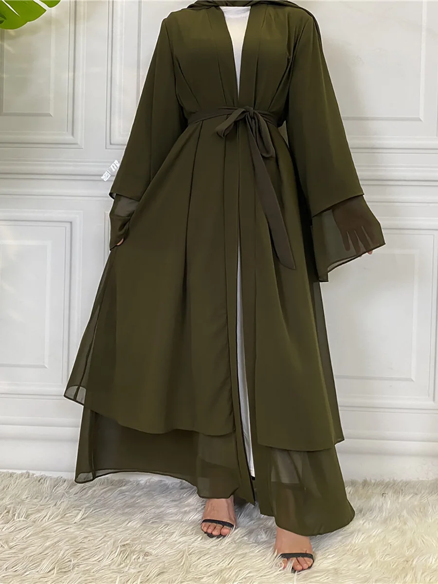 

Chaomeng Ramadan Chiffon Open Abaya Dubai Turkey Kaftan Muslim For Women Kimono Modest Robe Femme Caftan Marocain Islam Clothing