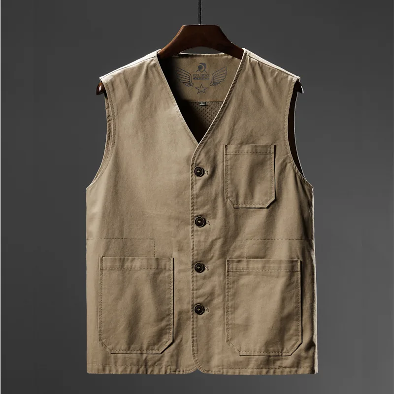 Men's plus Size Cotton V-neck Vest Middle-Aged and Elderly Casual Fishing Waistcoat Spring and Autumn Work Uniforms Foreign Trad
Men's plus Size Cotton V-neck Vest Middle-Aged and Elderly Casual Fishing Waistcoat Spring and Autumn Work Uniforms Foreign Trad