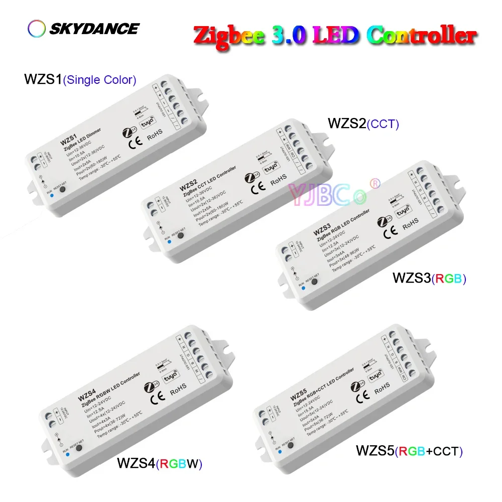 

Skydance Tuya APP Single Color Dimming/CCT/RGB/RGBW/RGBCCT ZigBee 3.0 LED Strip tape Controller 12V 24V 1~5 CH light bar Dimmer