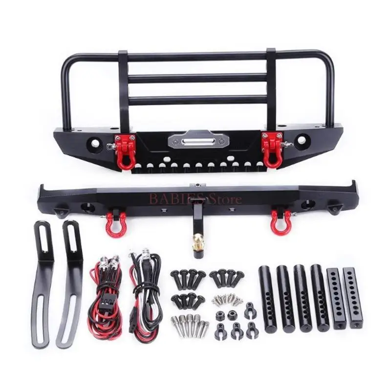 C9GB Metal Front Rear Bumper with 4 LED Lights Trailer Tail Hook Set For SCX10 90046 90047 Remote Control Crawlers Car
C9GB Metal Front Rear Bumper with 4 LED Lights Trailer Tail Hook Set For SCX10 90046 90047 Remote Control Crawlers Car