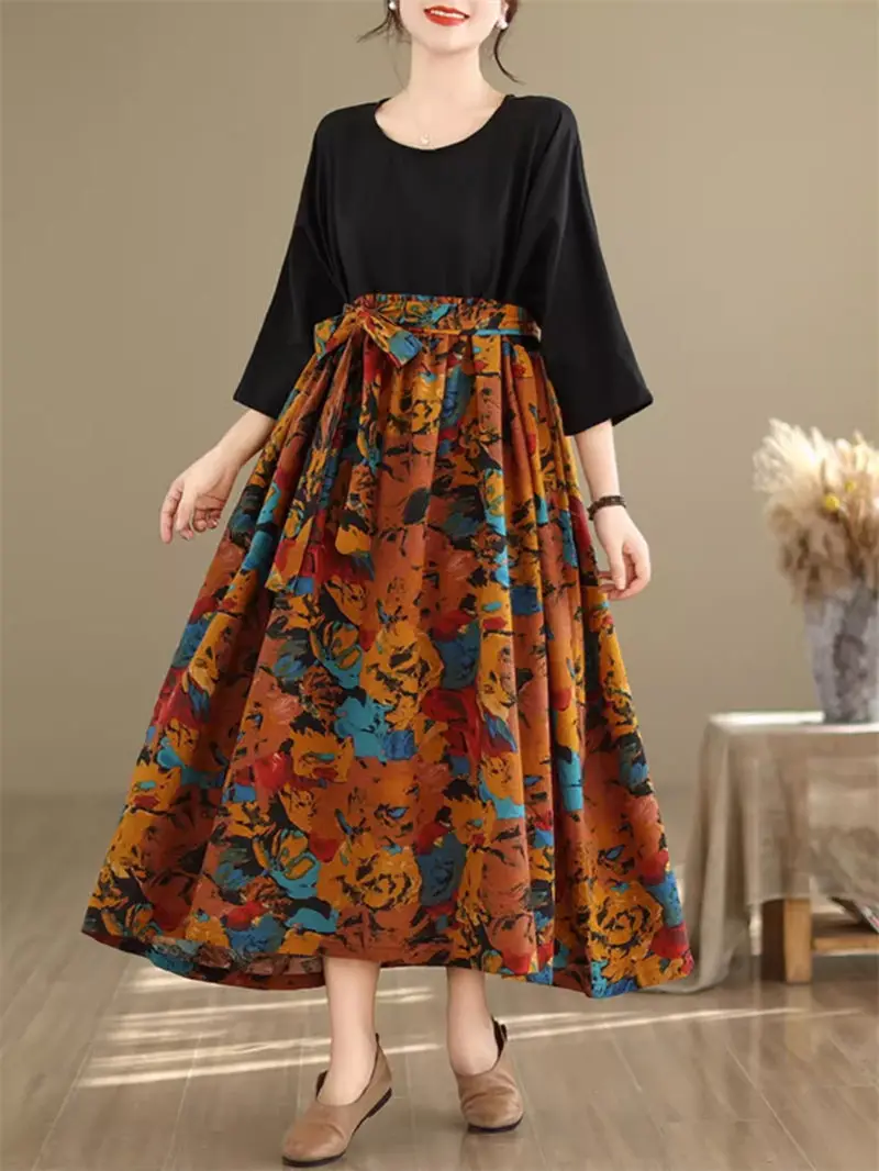 Женское платье в стиле ретро, свободное платье контрастных цветов с высокой талией, модель K197 большого размера на весну и лето, 2024
Женское платье в стиле ретро, свободное платье контрастных цветов с высокой талией, модель K197 большого размера на весну и лето, 2024