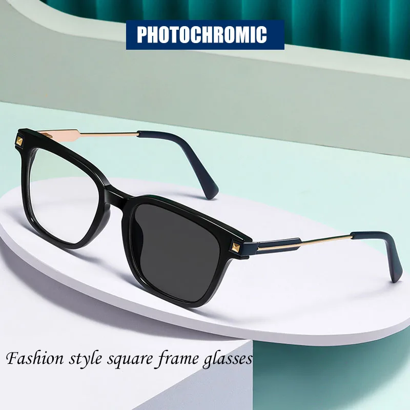 

HUYING New TR90 Square Frame Photochromic Reading Glasses Men Women Computer Goggles Prebyopia Eyeglasses Unisex Diopter 0-6.0