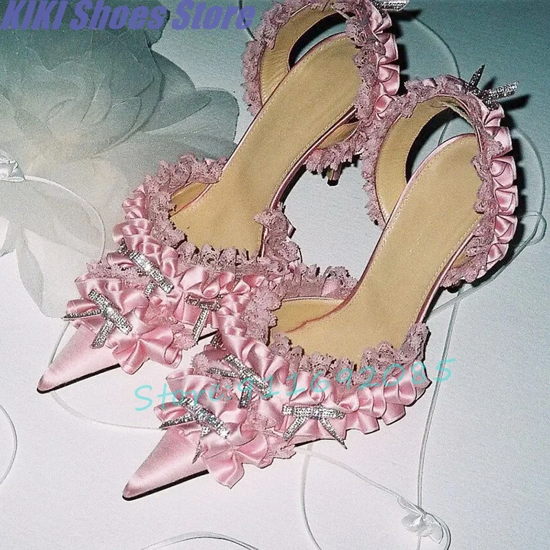 stunning rhinestone dreamy princess pleated stiletto high heels sandals summer new satin lace back sweet shoes
stunning rhinestone dreamy princess pleated stiletto high heels sandals summer new satin lace back sweet shoes