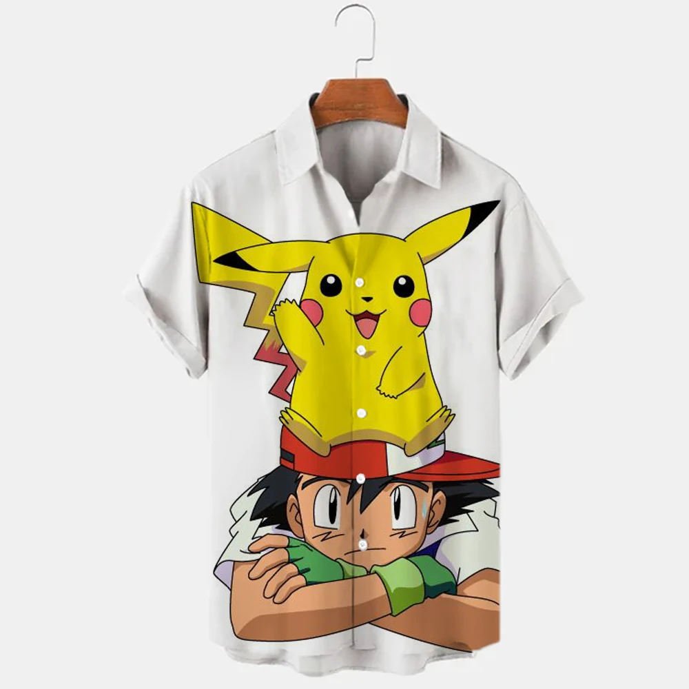 

Unisex Anime Shirts 2022 Hawaiian Shirts Mens Mens Cartoon Style 3d Print Pikachu Pattern Shirts Summer Loose Short Sleeve Tops