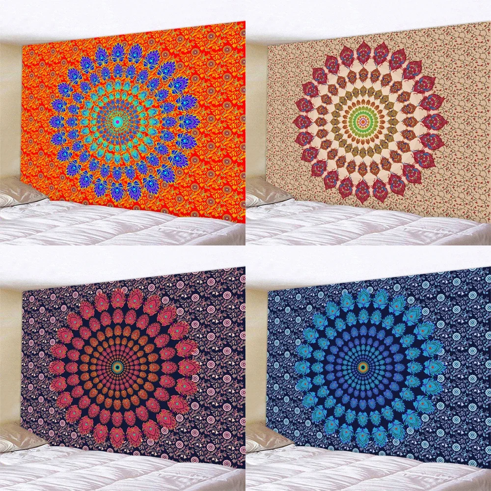 

Indian large size mandala home decoration tapestry hippie bohemian psychedelic scene bedroom wall decoration tapestry yoga mat