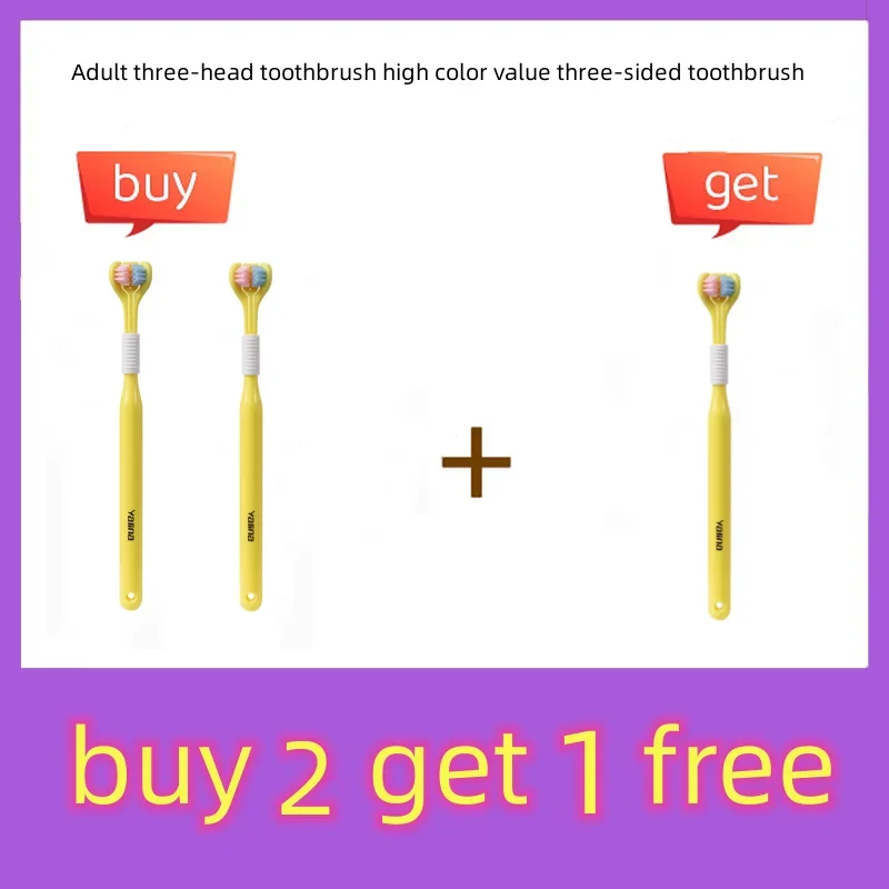 360 Degree Adult Three-head Toothbrush High Color Value Three-sided Toothbrush Scraping Tongue Coating Cleaning Soft Hair Tooth
360 Degree Adult Three-head Toothbrush High Color Value Three-sided Toothbrush Scraping Tongue Coating Cleaning Soft Hair Tooth