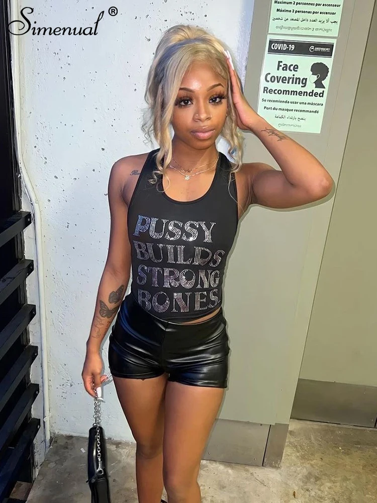 Simenual Diamonds Casual Simple T-shirt Women Harajuku Skinny High Street Outwear Hipster Tank Tops Sexy Hollow Out Vest Baddie
Simenual Diamonds Casual Simple T-shirt Women Harajuku Skinny High Street Outwear Hipster Tank Tops Sexy Hollow Out Vest Baddie