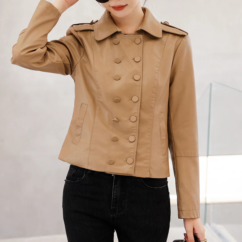 New Autumn Women Jacket Faux Leather Jacket Pu Motorcycle Biker Double Breasted Coats Turndown Collar Streetwear Slim Outerwear
New Autumn Women Jacket Faux Leather Jacket Pu Motorcycle Biker Double Breasted Coats Turndown Collar Streetwear Slim Outerwear