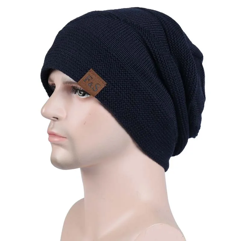 New Unisex Slouchy Winter Hats Add Fur Lined Men And Women Warm Beanie Cap Casual Label Decor Winter Knitted Hats New Unisex Slouchy Winter Hats Add Fur Lined Men And Women Warm Beanie Cap Casual Label Decor Winter Knitted Hats