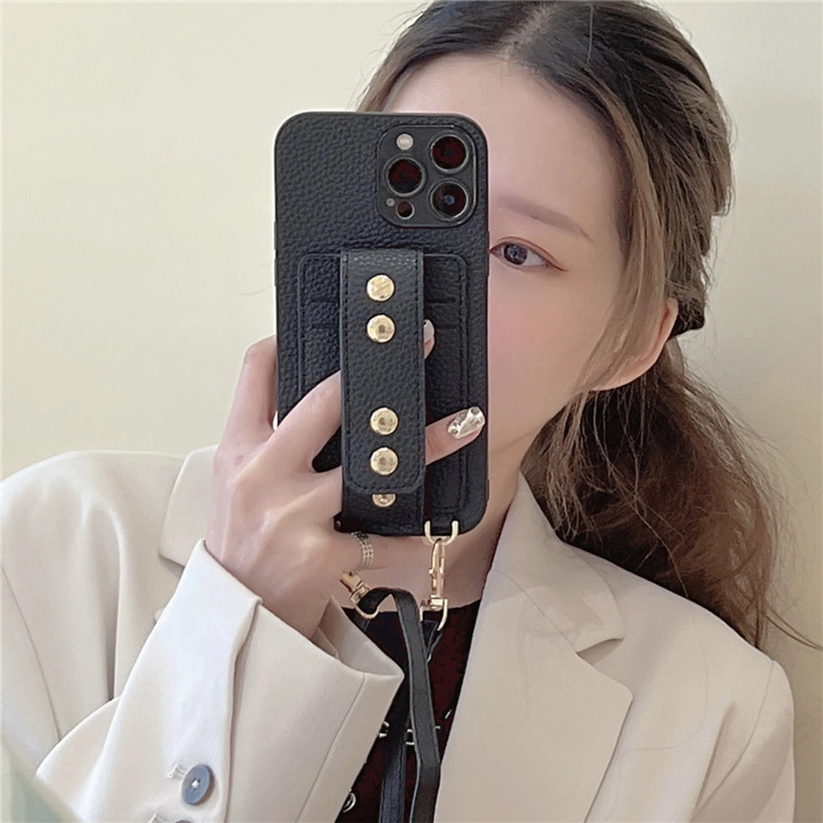 Luxury Matte Pu Leather Case with Card Hold Slot for iPhone 14 Pro Max Plus with Crossbody Lanyard Retro Wrist Strap Phone Cover 
Luxury Matte Pu Leather Case with Card Hold Slot for iPhone 14 Pro Max Plus with Crossbody Lanyard Retro Wrist Strap Phone Cover