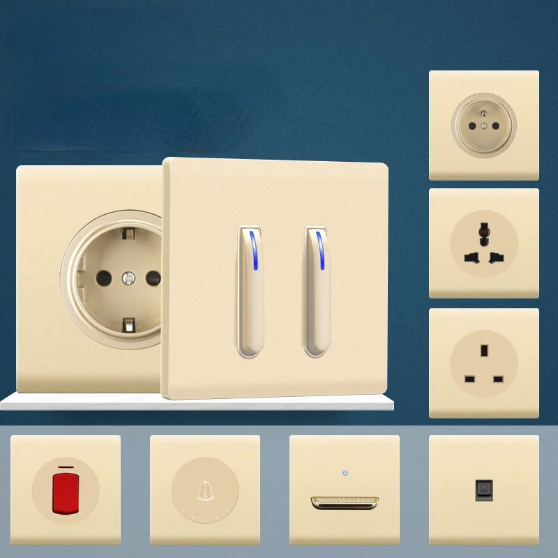 1 2 3 4 gang Gold plastic piano key toggle design reset switch socket LED indicator 13a 16a socket European standard USB TV
1 2 3 4 gang Gold plastic piano key toggle design reset switch socket LED indicator 13a 16a socket European standard USB TV