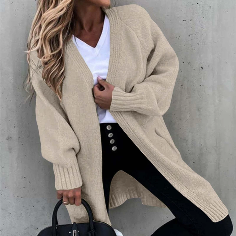 

Autumn Winter Warm Sweater Cardigan Women Japan Lazy Style Soft Knit Cardigans Female Gray Khaki Loose Long Knitted Coat