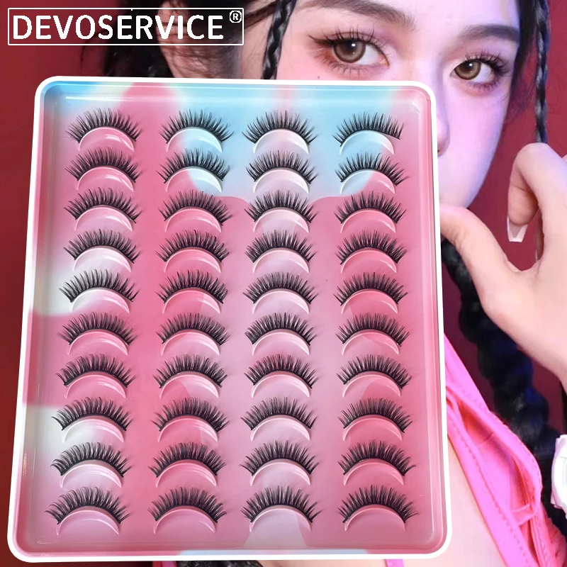 

DEVOSERVICE 20 Pairs 3D Mink Natural Long Lashes Soft Thick DD Curl Faux Cils Handmade False Eyelashes Extension Maquiagem