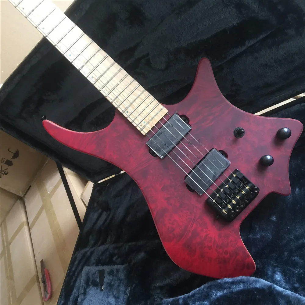 Электрическая гитара без головы Red Maple Top высококачественные звукосниматели