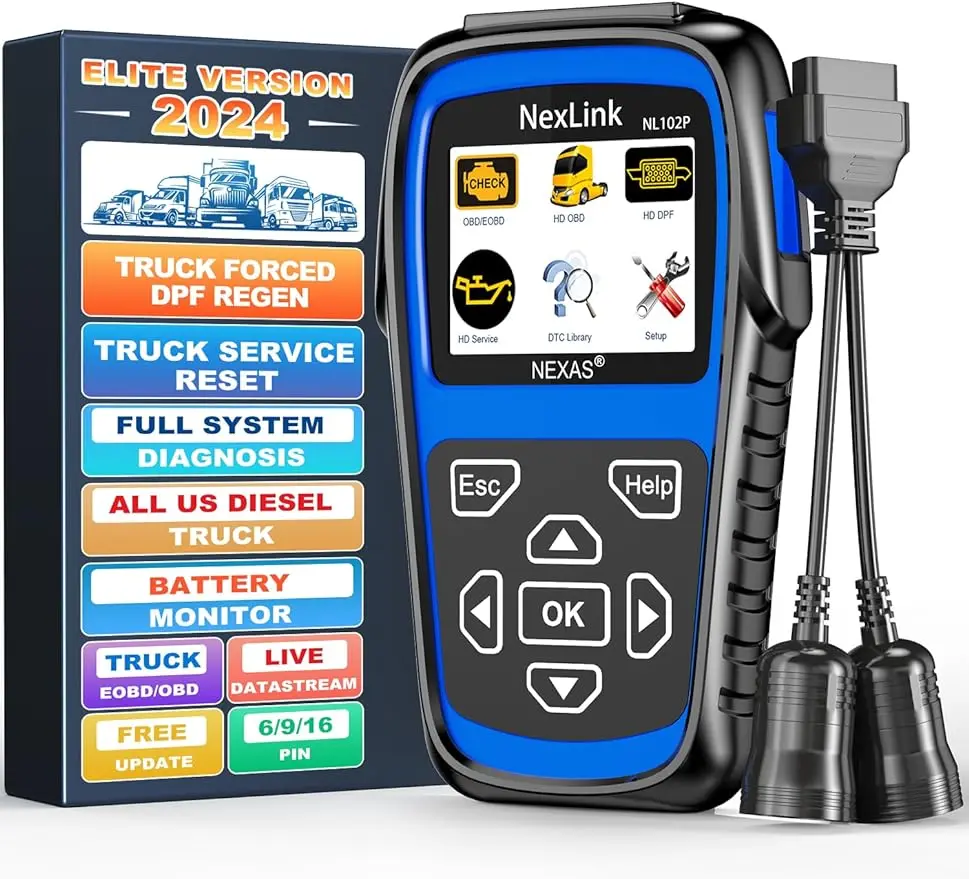 

NEXAS NL102 Plus Full Systems Heavy Duty Truck Scan Tool Force DPF Regen Tool HDOBD/EOBD Diagnostic Scanner with