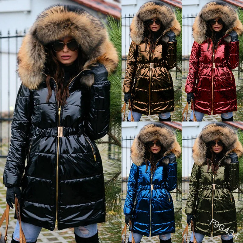Fashion Waist Mid-Length Cotton-Padded 2022 Autumn Winter Women's Parka Coat Big Fur Collar Hooded Glossy Warm Jacket Parka
Fashion Waist Mid-Length Cotton-Padded 2022 Autumn Winter Women's Parka Coat Big Fur Collar Hooded Glossy Warm Jacket Parka
