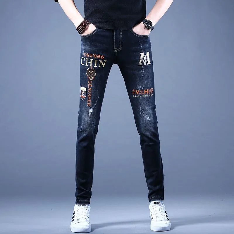 High Quality Men’s Classic Style Blue Denim Pants,Badge Embroidery Decors Slim Jeans,Scratches Street Fashion Sexy Pants;
High Quality Men’s Classic Style Blue Denim Pants,Badge Embroidery Decors Slim Jeans,Scratches Street Fashion Sexy Pants;