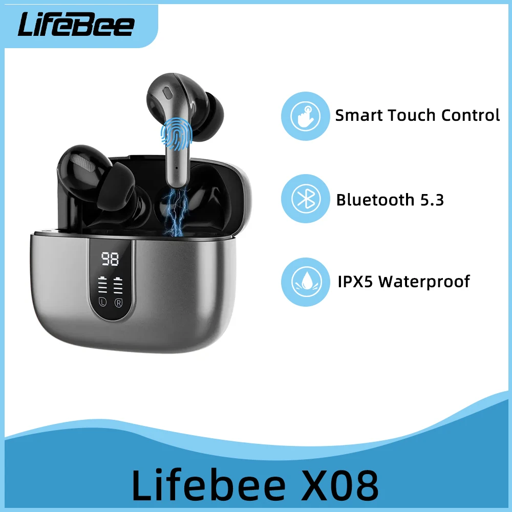 

LIFEBEE X08 Ture Wireless Earbuds Bluetooth Waterproof Headphone with LED Digital Display Mic in-Ear Earphone for iPhone Android