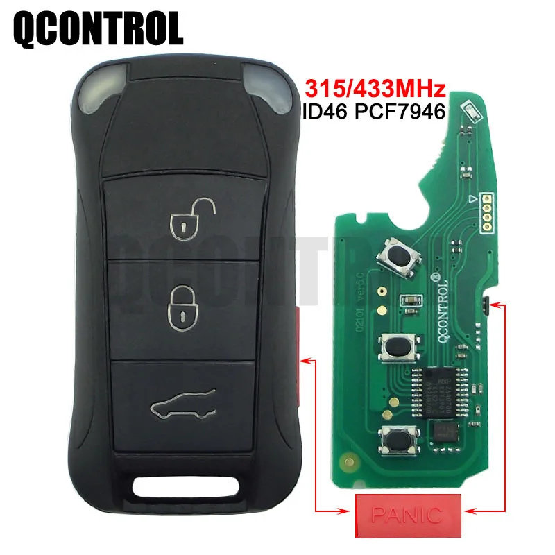 

QCONTROL 3 1 Buttons PANIC button Remote Car Key Fob 433MHz PCF7946A For Porsche Cayenne 2004 2006 2007 2008 2009 2010 2011