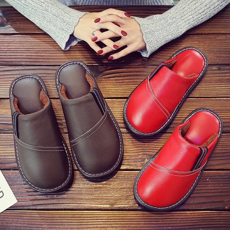Winter Pure Leather Slippers Home Couple Warm Slippers Female/Male Indoor Non-slip TPR Bottom Sandals
Winter Pure Leather Slippers Home Couple Warm Slippers Female/Male Indoor Non-slip TPR Bottom Sandals