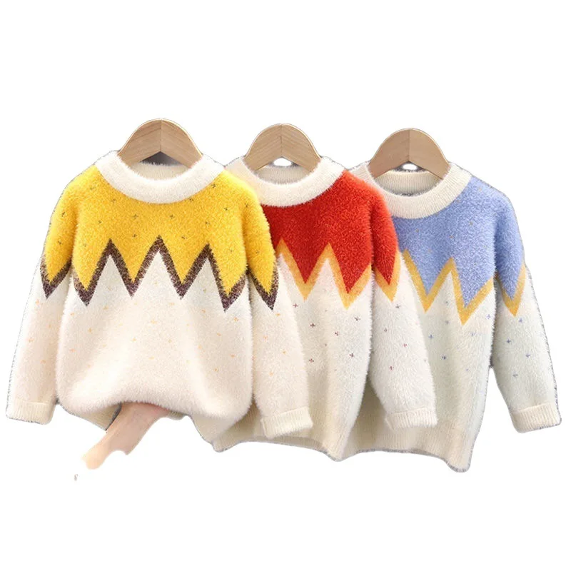 

Boys Woolen Sweater Crochet Cotton Windbreak 2023 New Arrive Plus Thicken Autumn Winter Outwear School Warm Children's Clothing