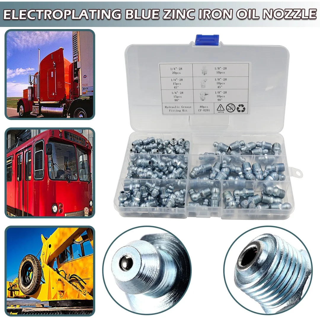 1set M6/M10 Hydraulic Grease Nipple Straight/45 Degree/90 Degree 80pcs Zinc Plated Imperial Mechanical Lubricant Fittings Kit
1set M6/M10 Hydraulic Grease Nipple Straight/45 Degree/90 Degree 80pcs Zinc Plated Imperial Mechanical Lubricant Fittings Kit