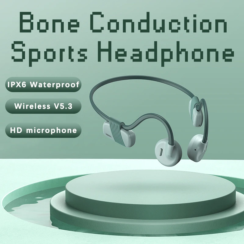 

RB-S36 Waterproof Wireless Earphone Bone Conduction BT 5.3 Sweatproof Sports Earbud W/ Mic Stick Lightweight Ear Hook Headphone