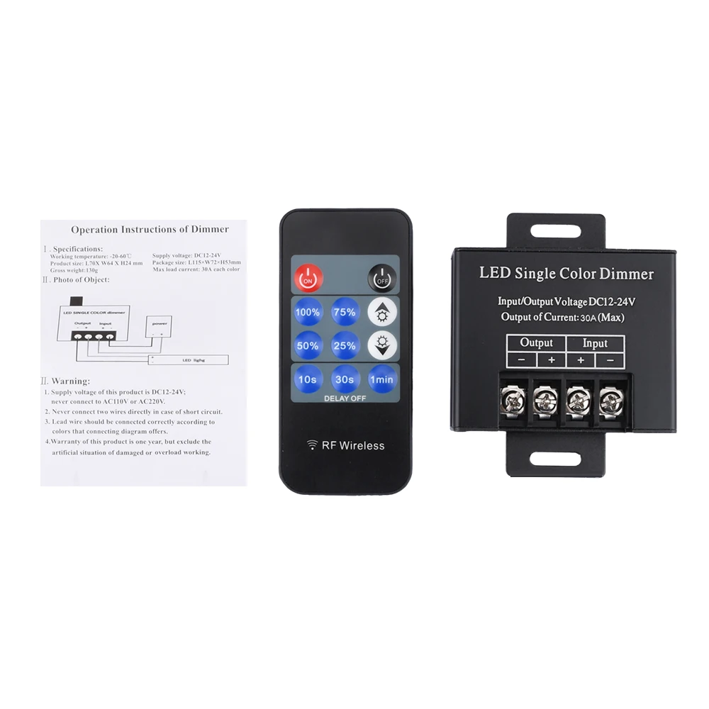 DC12-24V 30A 11 Keys LED Monochrome RF Dimmer Wireless Remote Control Strip Light Controller 5050 3528 Strip Light Controller
DC12-24V 30A 11 Keys LED Monochrome RF Dimmer Wireless Remote Control Strip Light Controller 5050 3528 Strip Light Controller