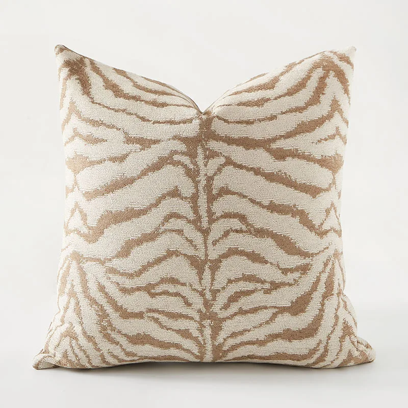 

Zebra Print Pillows Khaki Brown Jacquard Cushion Case 45x45 50x50 Modern Decorative Pillow Cover For Sofa Chair Home Decorations
