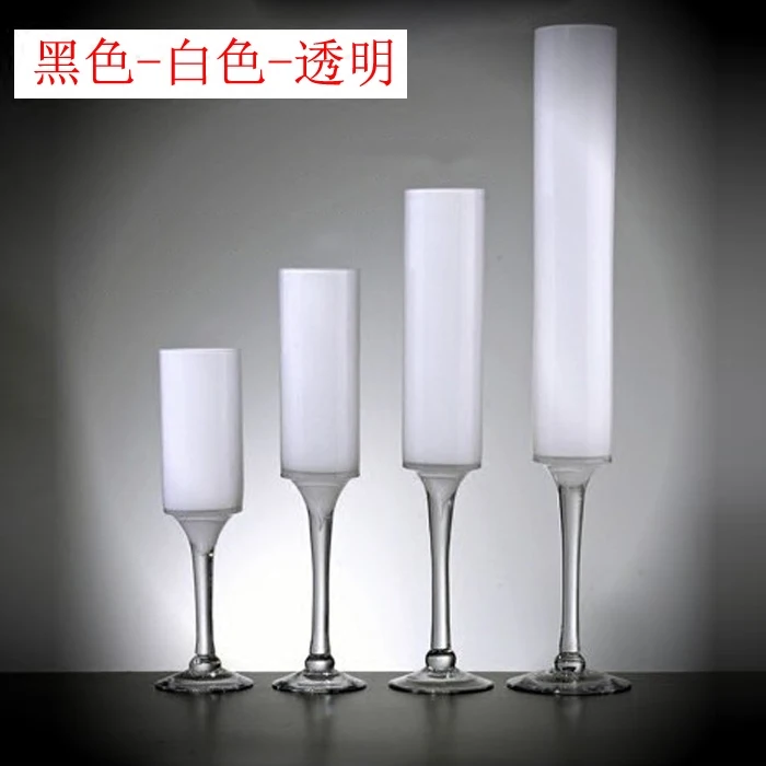 

Hotel transparent floor-to-ceiling glass vase wedding home decorations living room tall black and white porcelain flower dryer