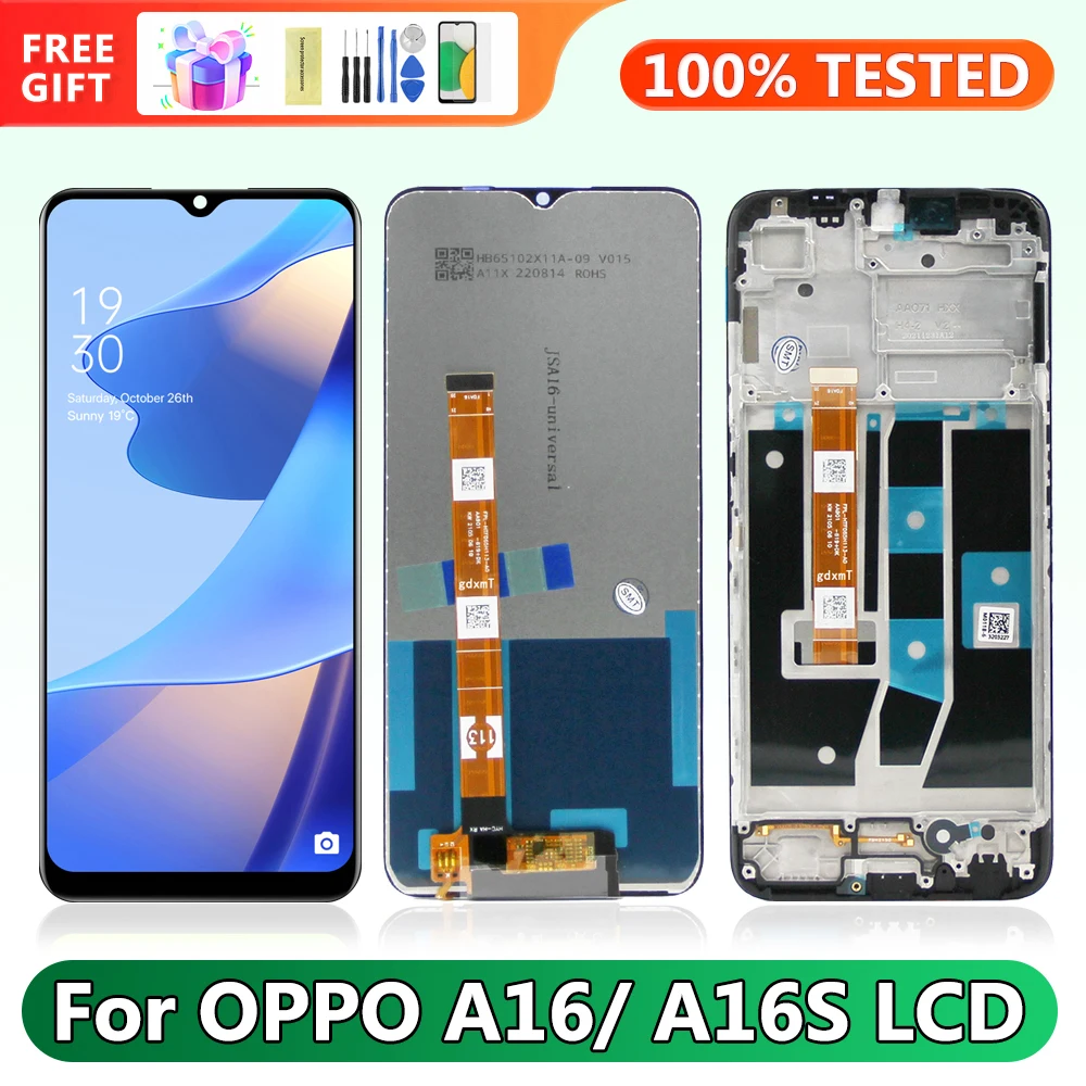 

6.52" Screen for Oppo A16 CPH2269 Lcd Display Touch Screen Digitizer Assembly Panel with Frame for Oppo A16s CPH2271 Replacement