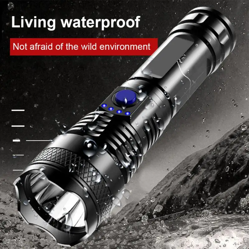 

For Hunting Cycling Climbing Usb Rechargeable Light Waterproof Portable Ultra Powerful Flashlight 3000ma Multifunctional Lantern