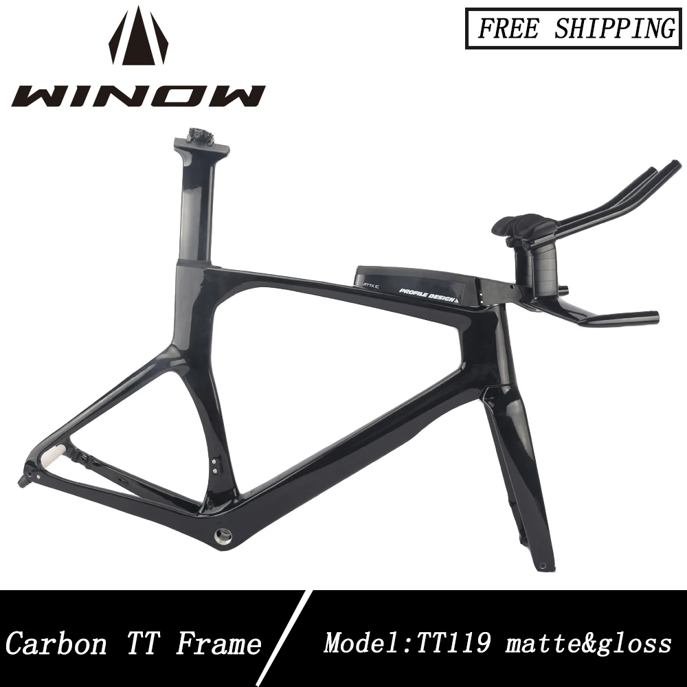 

Winow Carbon TT Bike Frameset TT Triathlon 700*32C Flat Mounted Disc Brake Bicycle Frames BSA68 Black Gloss Matte TT Bike Frame